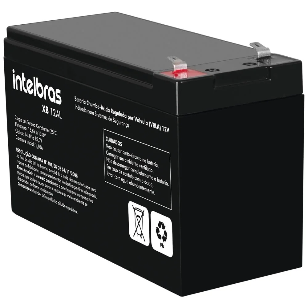 Bateria Intelbras Selada De Chumbo Ácido Para Alarme 12v 6ah Xb 12 Al