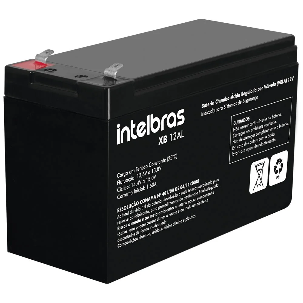 Bateria Intelbras Selada De Chumbo Ácido Para Alarme 12v 6ah Xb 12 Al