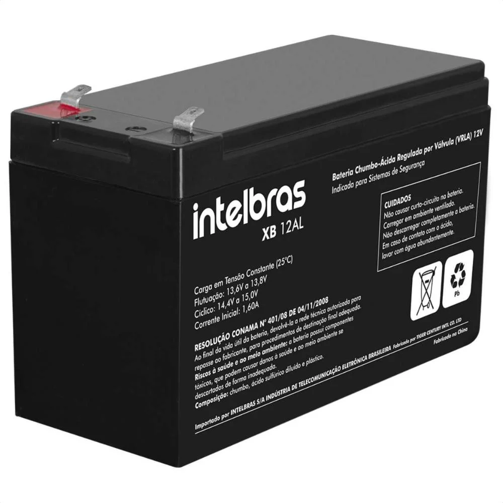 Bateria Intelbras Selada De Chumbo Ácido Para Alarme 12v 6ah Xb 12 Al
