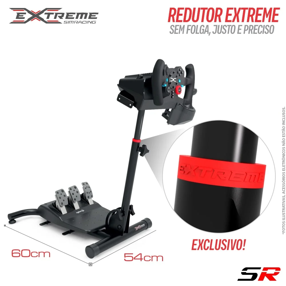 Suporte Para Volante Extreme Simracing, SR, Logitech G2, G29, G920, G923, Fanatec, Thrustmaster, Simagic, Preto Suporte Para Volante Extreme Simracing, SR, Logitech G2, G29, G920, G923, Fanatec, Thrustmaster, Simagic, Preto