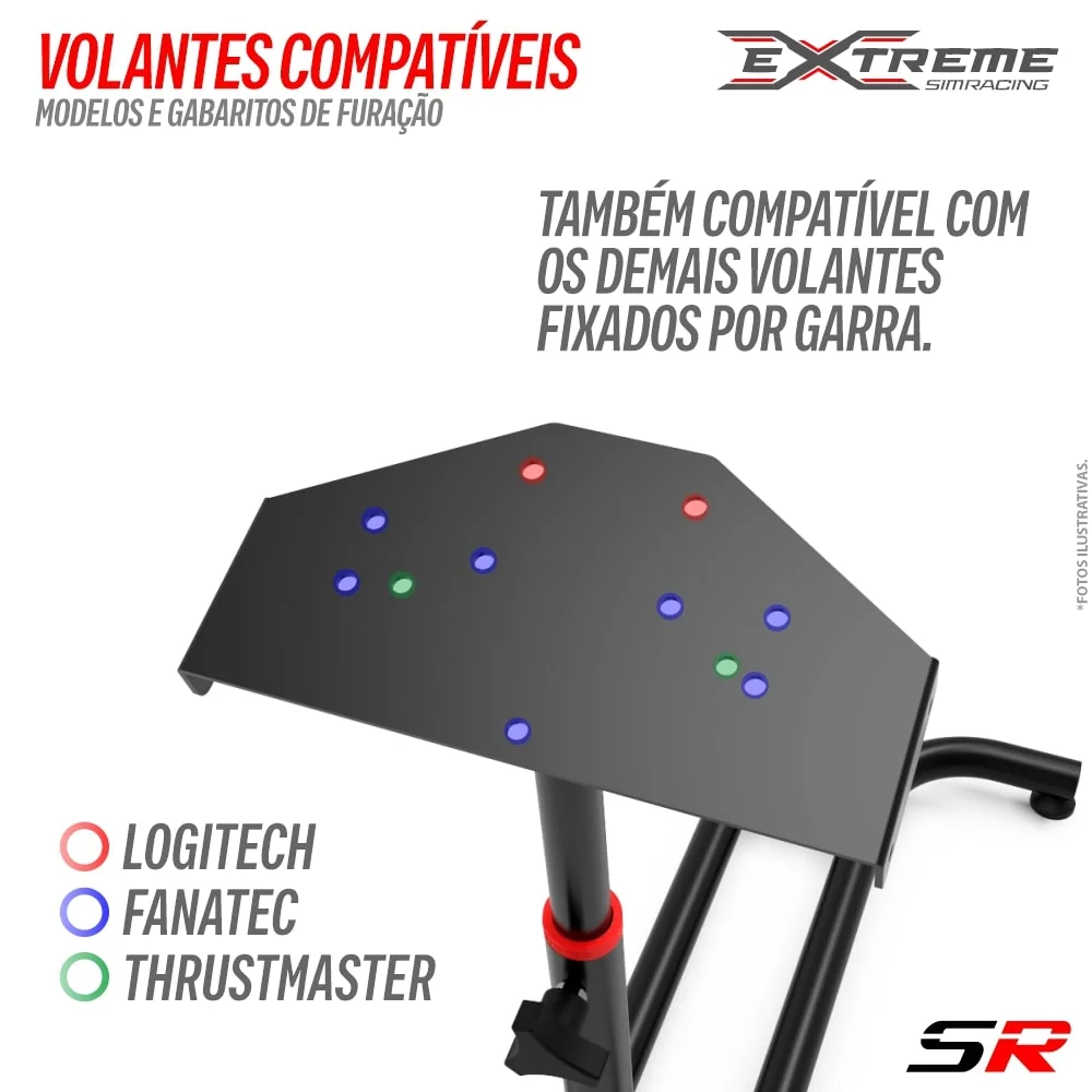 Suporte Para Volante Extreme Simracing, SR, Logitech G2, G29, G920, G923, Fanatec, Thrustmaster, Simagic, Preto Suporte Para Volante Extreme Simracing, SR, Logitech G2, G29, G920, G923, Fanatec, Thrustmaster, Simagic, Preto