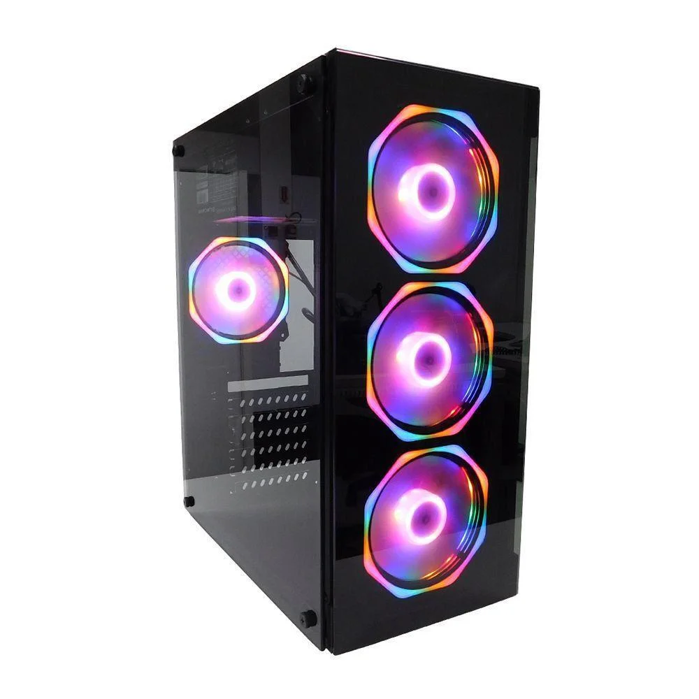 Gabinete Gamer Hayom C/ 4 Fans Rgb Lateral E Frontal Em Vidro Usb 3.0 - Gb1701 Gabinete Gamer Hayom C/ 4 Fans Rgb Lateral E Frontal Em Vidro Usb 3.0 - Gb1701