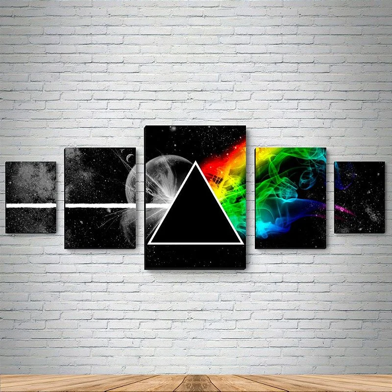 Kit 5 Quadros Decorativos Em Mdf Dark Side Of The Moon