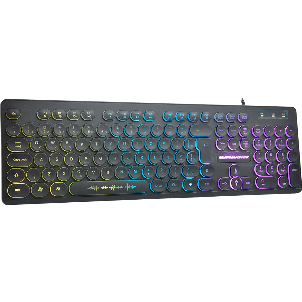 Teclado Gamer Kmex Steampunk LED Rainbow KaBuM