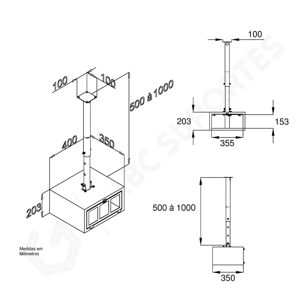 Suporte De Teto Multivisao Sky31 Para Tv Lcd E Led 19 A 40Polegadas