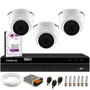 Kit 3 Câmeras Segurança Dome 720p Vhl 1120 D 3.6mm Ir 20 Dvr Intelbras Mhdx 1204 4 Canais 1TB Purple