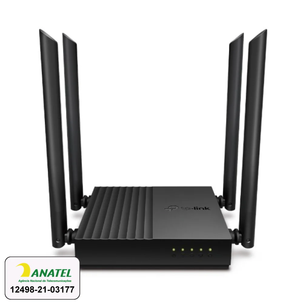Roteador Wireless TP-Link Archer C64, Padrão Ethernet AC, 1267 MBPS, Bandas duplas 2.4 GHz e 5 GHz, 4 Antenas