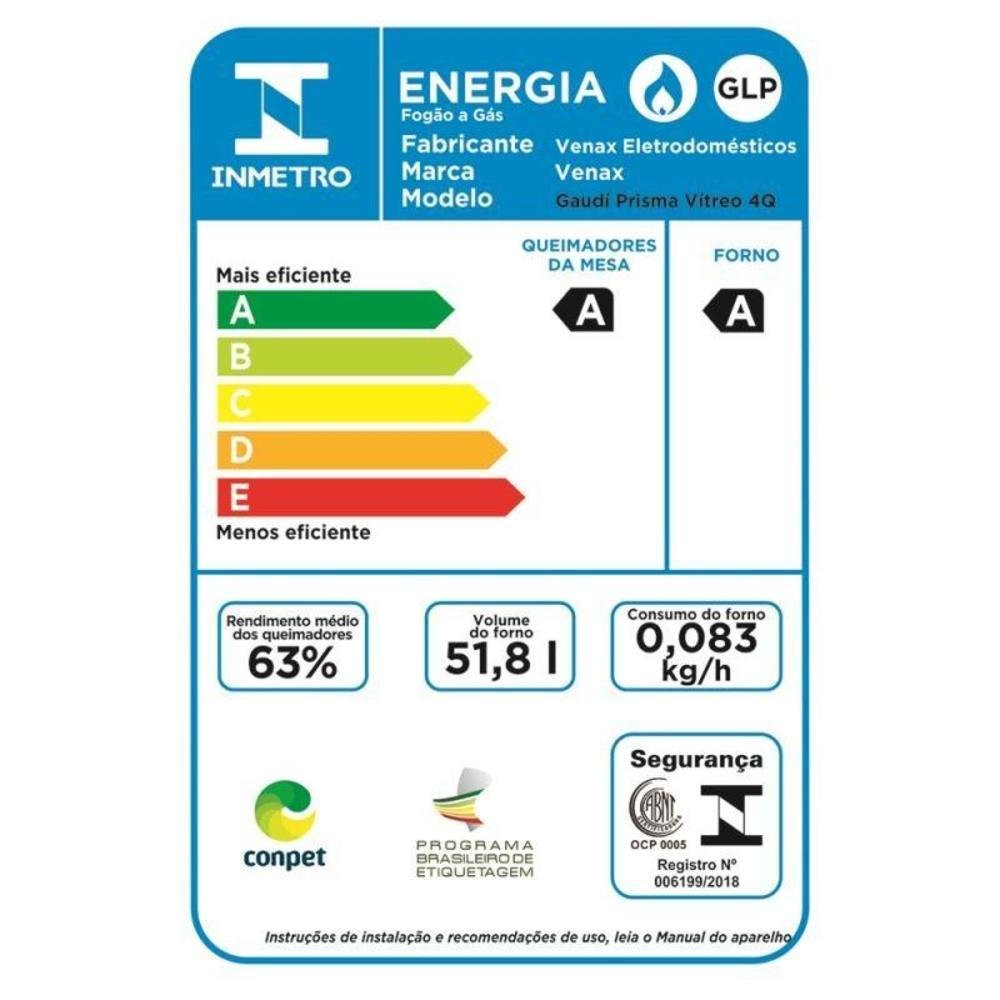 Fogao A Gas De Embutir Gaudi Prisma Vitreo 4q Grafite Gas Glp - Bivolt