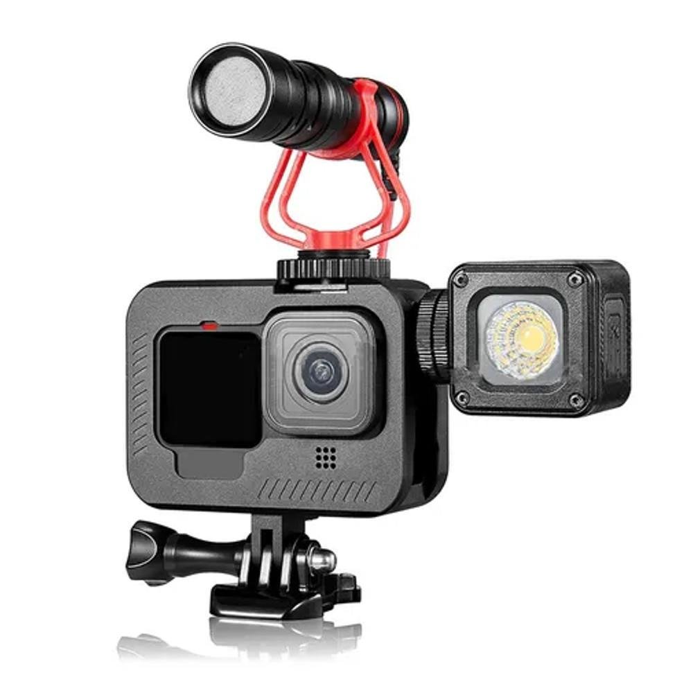 Frame Alumínio Com Encaixe De Microfone Para Gopro 9, 10, 11 E 12