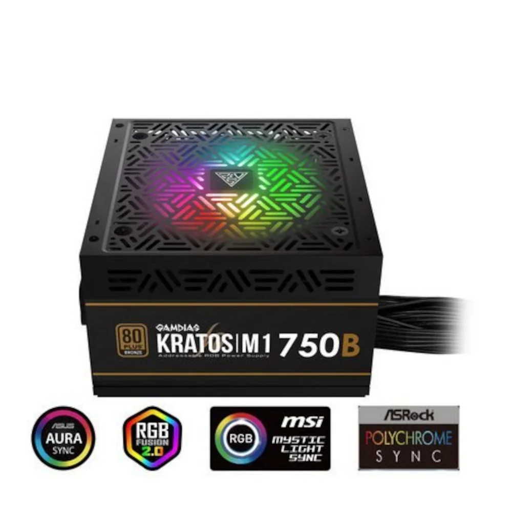 Fonte GAMDIAS Kratos M1, 750W, 80 Plus Bronze, PFC Ativo, RGB - M1-750B Fonte GAMDIAS Kratos M1, 750W, 80 Plus Bronze, PFC Ativo, RGB - M1-750B