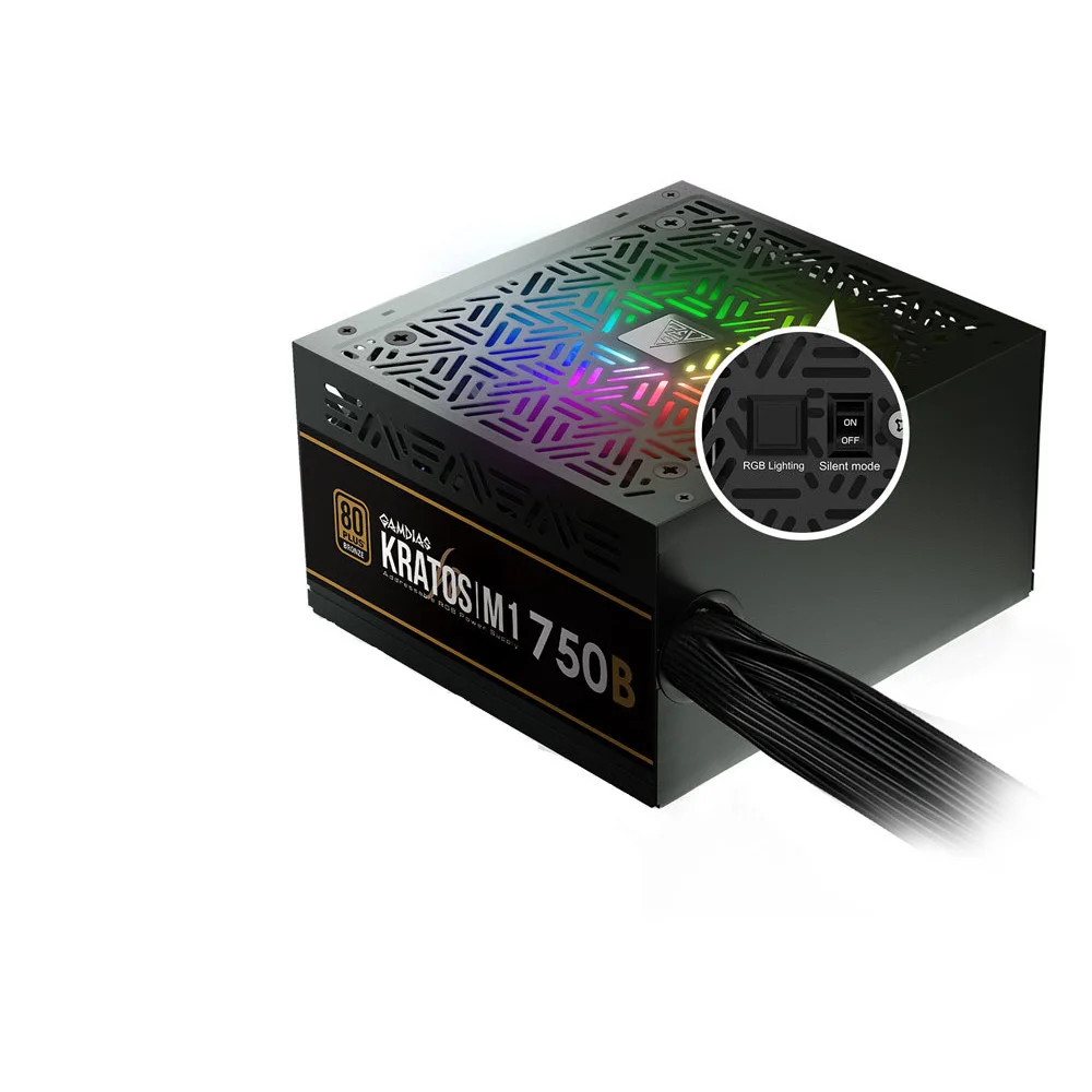 Fonte GAMDIAS Kratos M1, 750W, 80 Plus Bronze, PFC Ativo, RGB - M1-750B Fonte GAMDIAS Kratos M1, 750W, 80 Plus Bronze, PFC Ativo, RGB - M1-750B