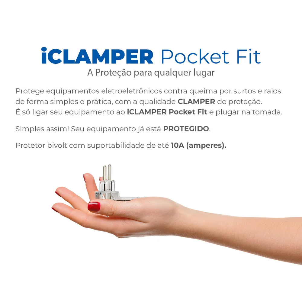 Protetor Contra Raios Clamper Iclamper Pocket Fit 2p 10a - Dps - Transparente - 15411