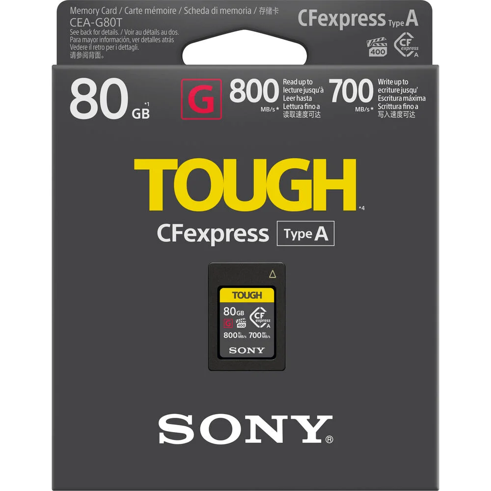 Cartão De Memória Cfexpress 80gb Sony Tough Type A PCie 3.0 De 800 Mb/s (cea-g80t)