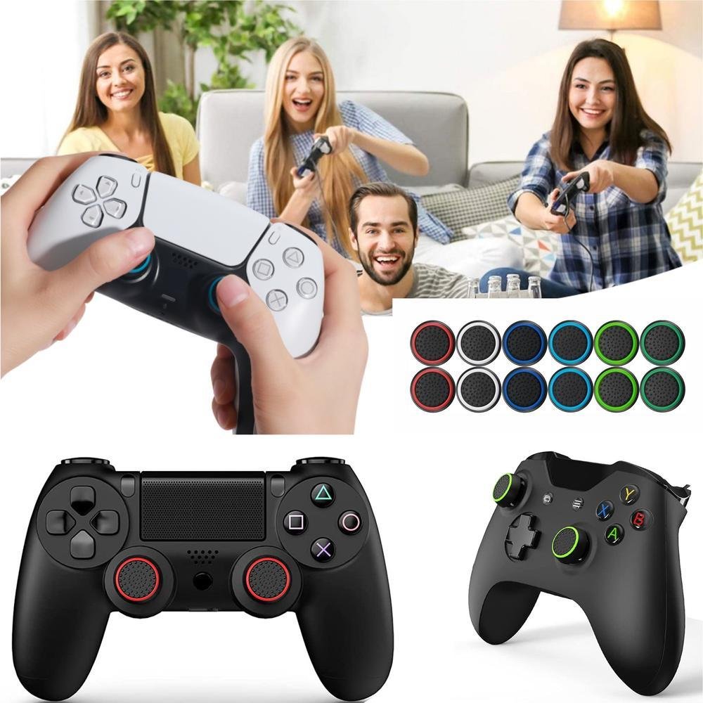 8 Pares De Grips P/ Controle Anti Derrapante Silicone Botão Analógico Do Joystick Cor: Azul Claro.