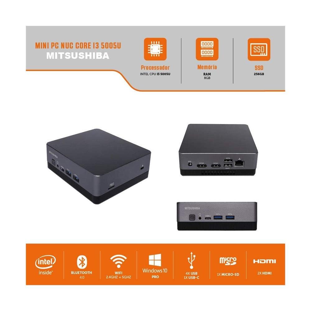 Mini Computador Mitsushiba Core I3 5005U, 8GB RAM, SSD 256GB, Windows 10 Pro em Campinas - foto 3
