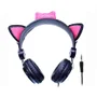Headphone K-mex Cat Ear Ar30 P2 S/ Microfone - Preto/rosa