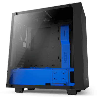 Gabinete Gamer, NZXT, S340 Elite, Mid Tower, Com 2 Fans, Vidro Temperado, Preto-azul, Sem Fonte