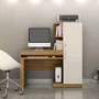 Mesa Para Pc Escrivaninha Computador Home Office Cpu Quarto Escritório Mdf Marrom Madeira Off White
