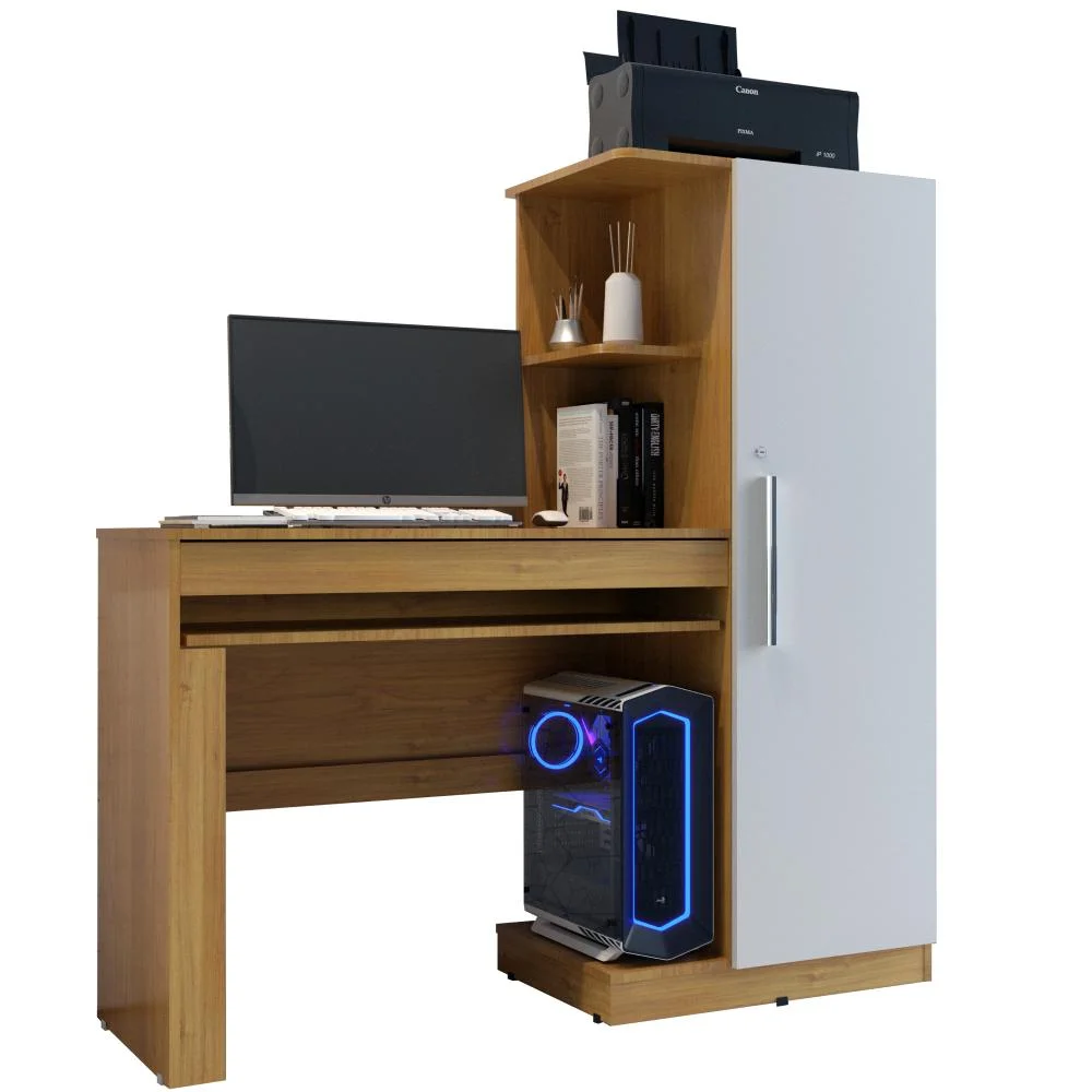 Mesa Para Pc Escrivaninha Computador Home Office Cpu Quarto Escritório Mdf Marrom Madeira Off White Mesa Para Pc Escrivaninha Computador Home Office Cpu Quarto Escritório Mdf Marrom Madeira Off White
