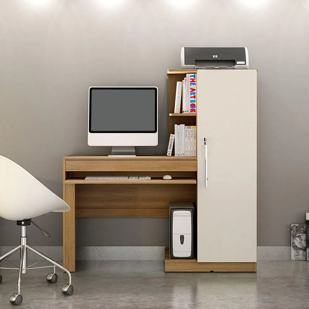 Mesa Para Pc Escrivaninha Computador Home Office Cpu Quarto Escritório Mdf Marrom Madeira Off White Mesa Para Pc Escrivaninha Computador Home Office Cpu Quarto Escritório Mdf Marrom Madeira Off White