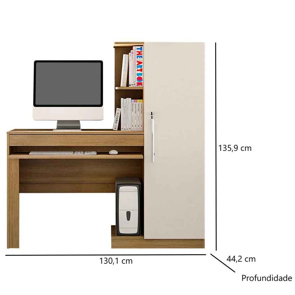 Mesa Para Pc Escrivaninha Computador Home Office Cpu Quarto Escritório Mdf Marrom Madeira Off White Mesa Para Pc Escrivaninha Computador Home Office Cpu Quarto Escritório Mdf Marrom Madeira Off White