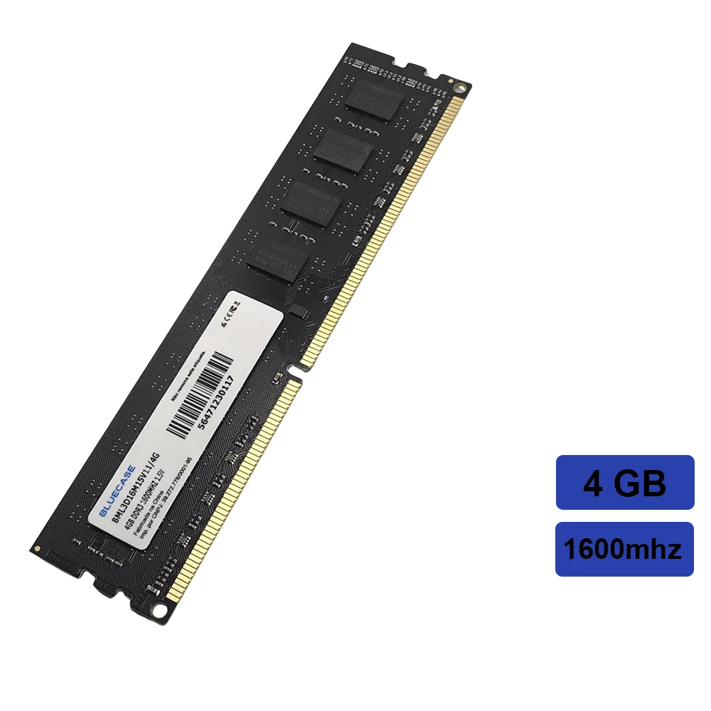 Memória Bluecase, 4GB, 1600MHz, DDR3, CL11, 1.5V - BMGL3D16M15VM11 4G Memória Bluecase, 4GB, 1600MHz, DDR3, CL11, 1.5V - BMGL3D16M15VM11 4G