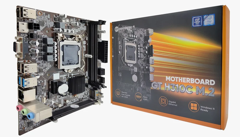 Placa-Mãe Goldentech, Intel, LGA 1151, H310C, DDR4, GT Placa-Mãe Goldentech, Intel, LGA 1151, H310C, DDR4, GT
