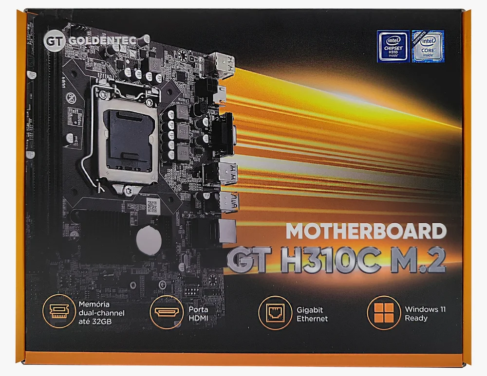 Placa-Mãe Goldentech, Intel, LGA 1151, H310C, DDR4, GT Placa-Mãe Goldentech, Intel, LGA 1151, H310C, DDR4, GT