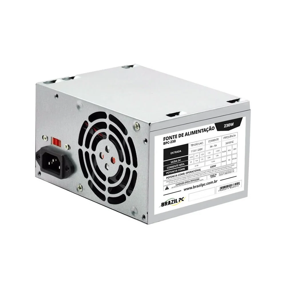 Fonte Brazil PC Bpc-230, ATX 230W Real, 24 Pinos Fonte Brazil PC Bpc-230, ATX 230W Real, 24 Pinos