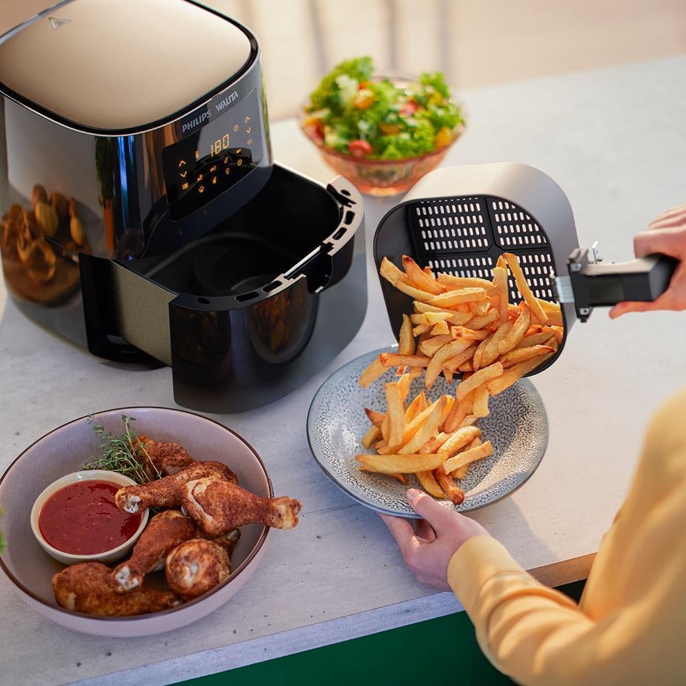 Fritadeira Air Fry Sem Óleo Philips Walita Série 3000 Digital, 4.1L, 1400W, 127V, Preto - RI9252/91