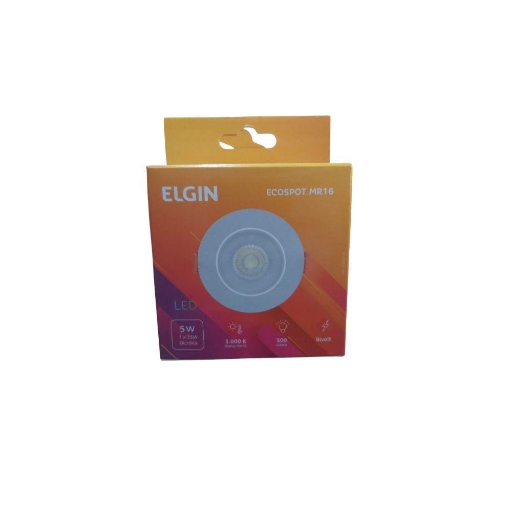 Kit 10 Spot Led Elgin Luminária Mr16 5w 3000k Direcionável Redondo, Branco Quente, Bivolt