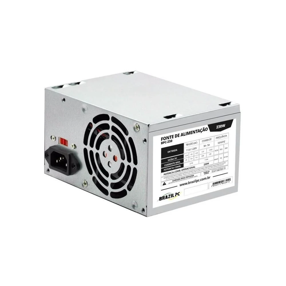 Fonte ATX Brazilpc, 230W Real, Bpc-230v1.2, O&m C/cabo