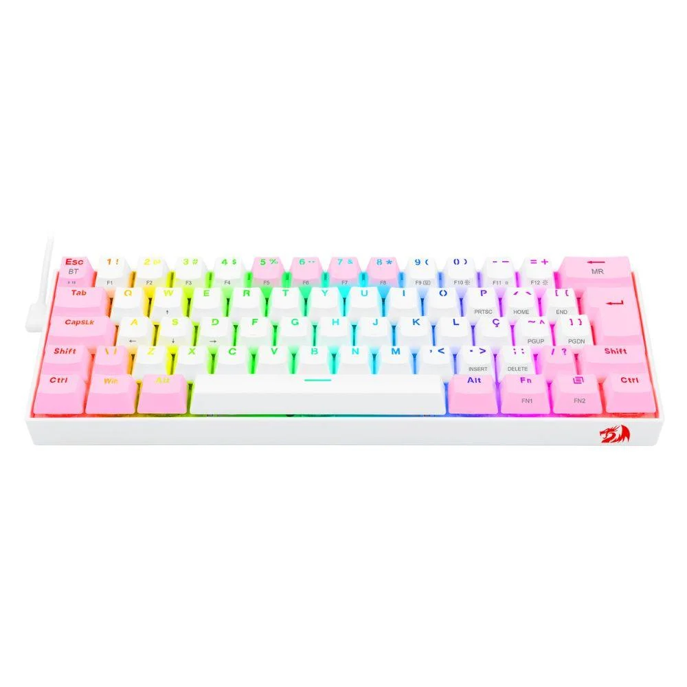 Teclado Gamer Mecanico Redragon Draconic Pro K530wp-RGB, Branco,rosa Teclado Gamer Mecanico Redragon Draconic Pro K530wp-RGB, Branco,rosa
