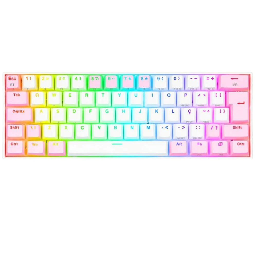 Teclado Gamer Mecanico Redragon Draconic Pro K530wp-RGB, Branco,rosa Teclado Gamer Mecanico Redragon Draconic Pro K530wp-RGB, Branco,rosa