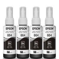 Kit com 4 Tinta 664 Para Epson  L395 L380 L375 L220, Preta