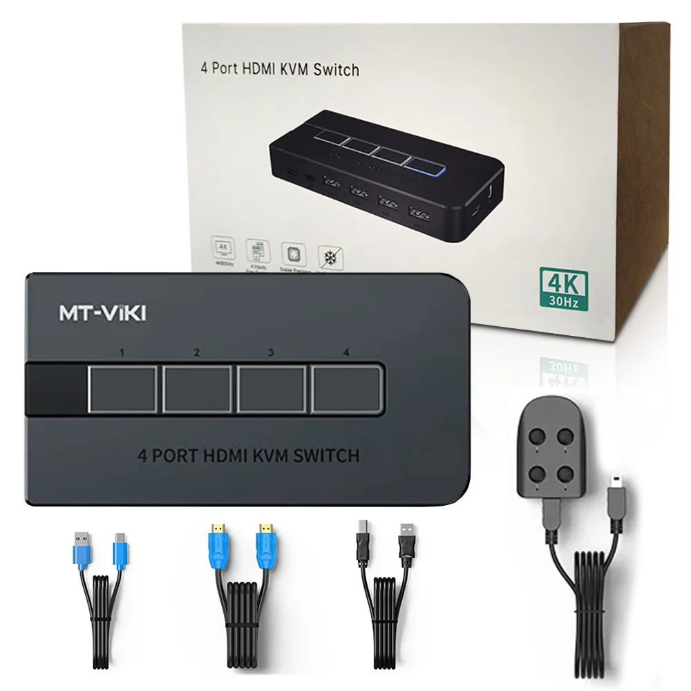 Switch 4 Portas Kvm 4k HDMIUSB 3840x2160 KaBuM