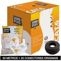 50 Metros De Cabo+25 Conector Rj45 Cat6 Furukawa Sohoplus - Preto