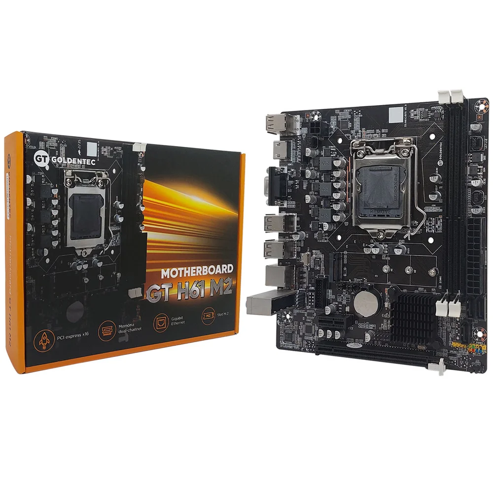 Placa Mãe Goldentec Gt H61 M2, Intel 2ª/3ª Geração, Lga1155, DDR3 Placa Mãe Goldentec Gt H61 M2, Intel 2ª/3ª Geração, Lga1155, DDR3