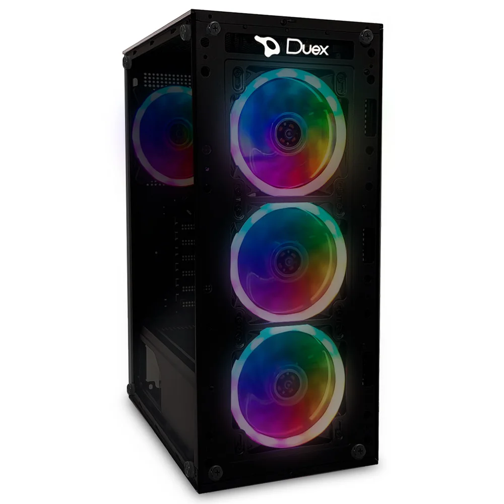 Gabinete Gamer Duex, Vidro Temperado, M-ATX, ITX, 4 Fans, Preto - Dx305t-rgb-fan Gabinete Gamer Duex, Vidro Temperado, M-ATX, ITX, 4 Fans, Preto - Dx305t-rgb-fan
