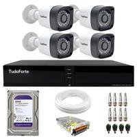 Kit CFTV Tudo Forte, 4 Câmeras Segurança, FULL HD + DVR, 4 Canais + HD 500GB