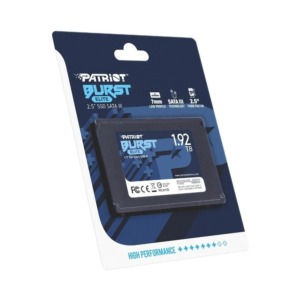 SSD Patriot Burst Elite 1,92TB, SATA 3, 2.5", Leitura 450MB/s E Gravação 320MB/s - Pbe192ts25ssdr SSD Patriot Burst Elite 1,92TB, SATA 3, 2.5", Leitura 450MB/s E Gravação 320MB/s - Pbe192ts25ssdr