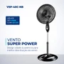 Ventilador De Coluna Mondial Vsp-40c Super Power, 40cm, 6 pás, 140w, 3 Velocidades, Modo Silencioso, 110v - Preto e Prata