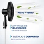 Ventilador De Coluna Mondial Vsp-40c Super Power, 40cm, 6 pás, 140w, 3 Velocidades, Modo Silencioso, 110v - Preto e Prata