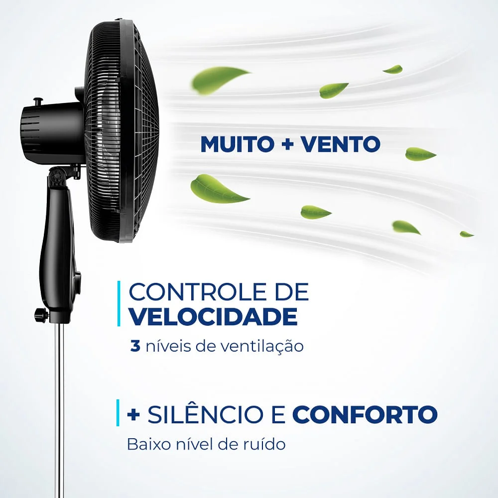 Ventilador De Coluna Mondial Vsp-40c Super Power, 40cm, 6 pás, 140w, 3 Velocidades, Modo Silencioso, 110v - Preto e Prata Ventilador De Coluna Mondial Vsp-40c Super Power, 40cm, 6 pás, 140w, 3 Velocidades, Modo Silencioso, 110v - Preto e Prata