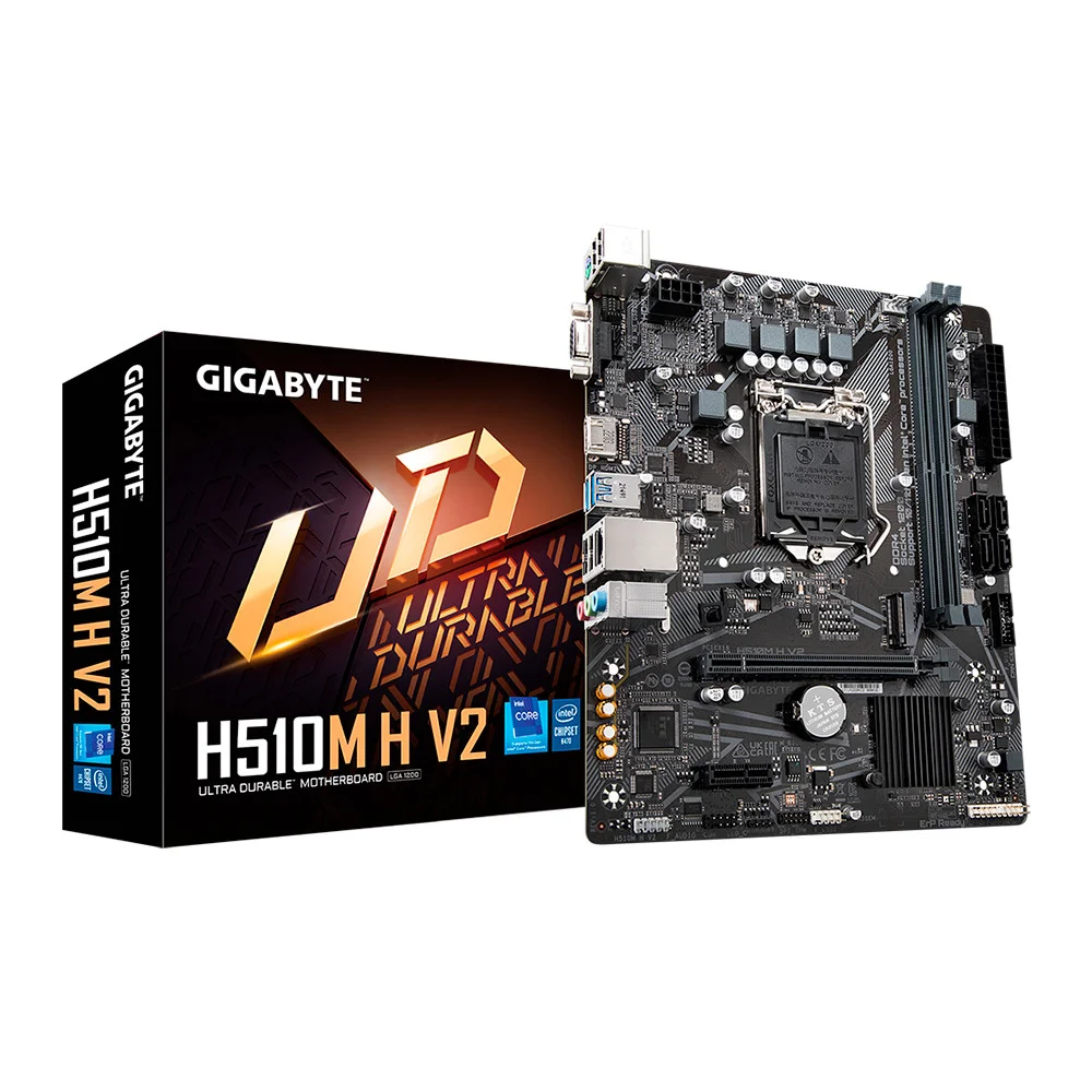 Placa Mãe Gigabyte, Para Intel H510m H, V2, LGA 1200 Ultra Durable, 2x, DDR4, Matx Placa Mãe Gigabyte, Para Intel H510m H, V2, LGA 1200 Ultra Durable, 2x, DDR4, Matx