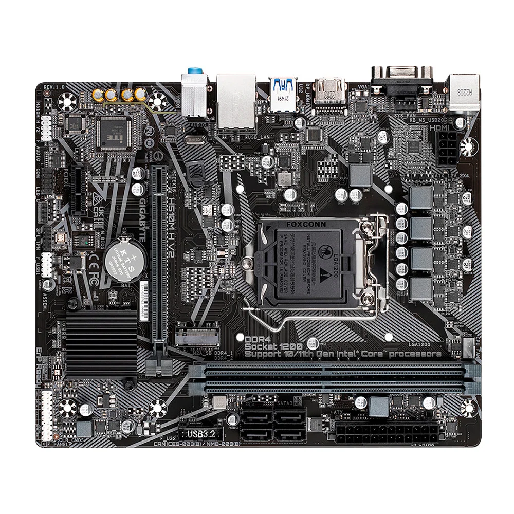 Placa Mãe Gigabyte, Para Intel H510m H, V2, LGA 1200 Ultra Durable, 2x, DDR4, Matx Placa Mãe Gigabyte, Para Intel H510m H, V2, LGA 1200 Ultra Durable, 2x, DDR4, Matx