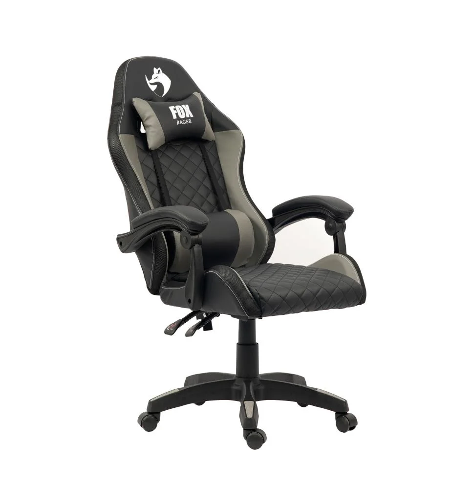 Cadeira Gamer Fox Vulpes, Até 110Kg, Reclinável, Com Almofadas, Com Ajuste, Cinza