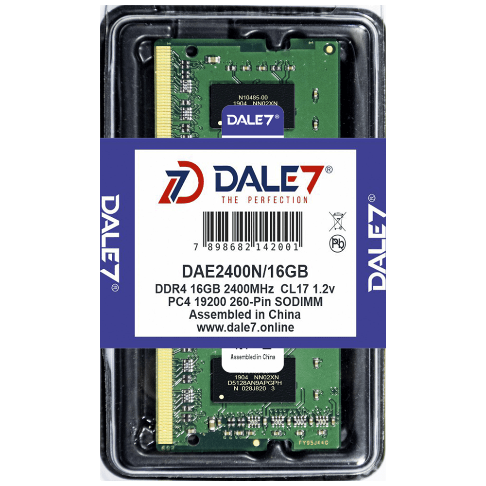Memória Dale7, 16GB, 2400Mhz, DDR4, Notebook, 1.2v Memória Dale7, 16GB, 2400Mhz, DDR4, Notebook, 1.2v