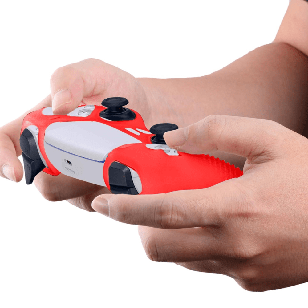 Capa Silicone Anti Derrapante Radalishop, Para Controle Sony Playstation 5, Vermelha