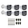 Kit 6 Câmeras, Bullet, FULL HD, 1080p, Lente 2.8mm, Visão Noturna 20m, Ip66 + Conectores